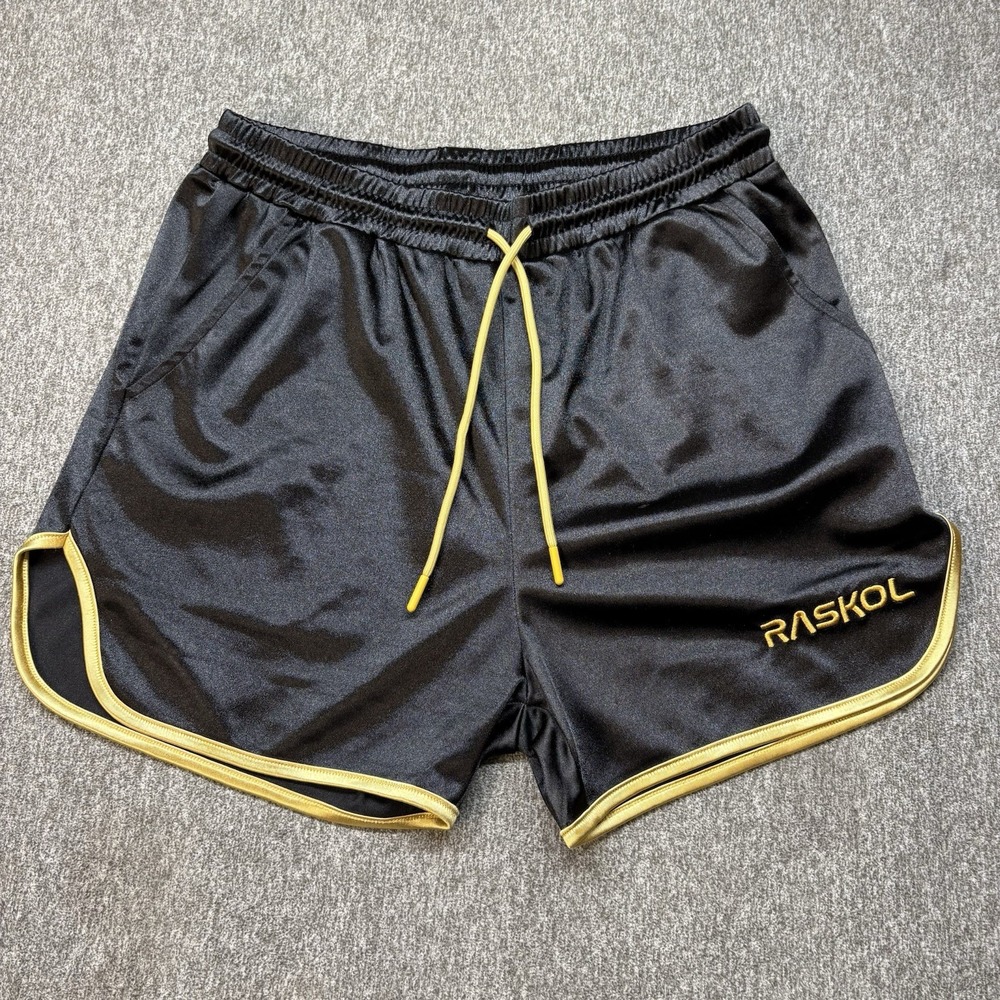 Raskol Apparel Limited Edition Silk Shorts Men's L Gym Workout Running Black